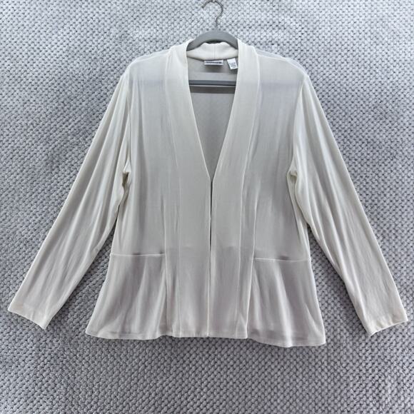 Chicos Travelers Sweater Womens 3 XL/16 Ivory Slinky Stretch Cardigan V-Neck - Picture 1 of 12